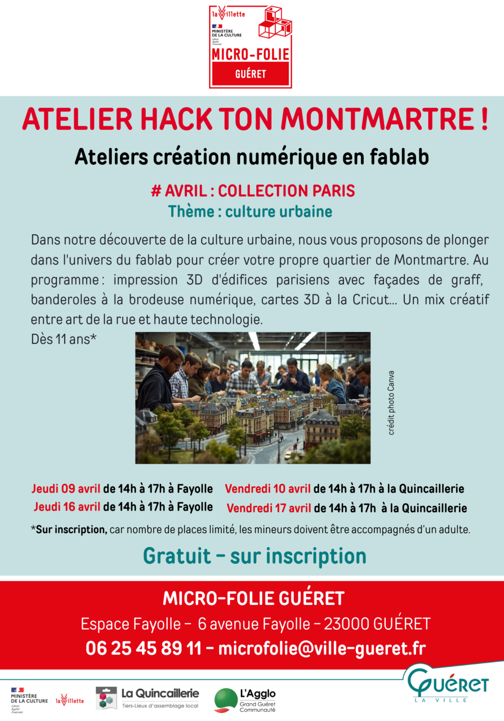 Hack ton Montmartre Ateliers création numérique en fablab 6 Avenue Fayolle Guéret 2026-04-10