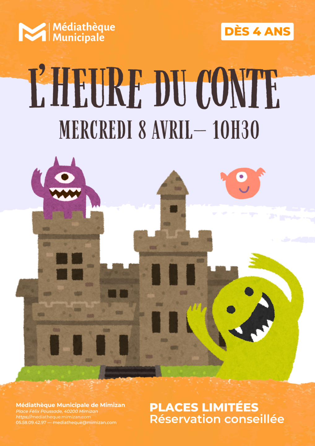 Heure du conte Médiathèque de Mimizan Mimizan 2026-04-08