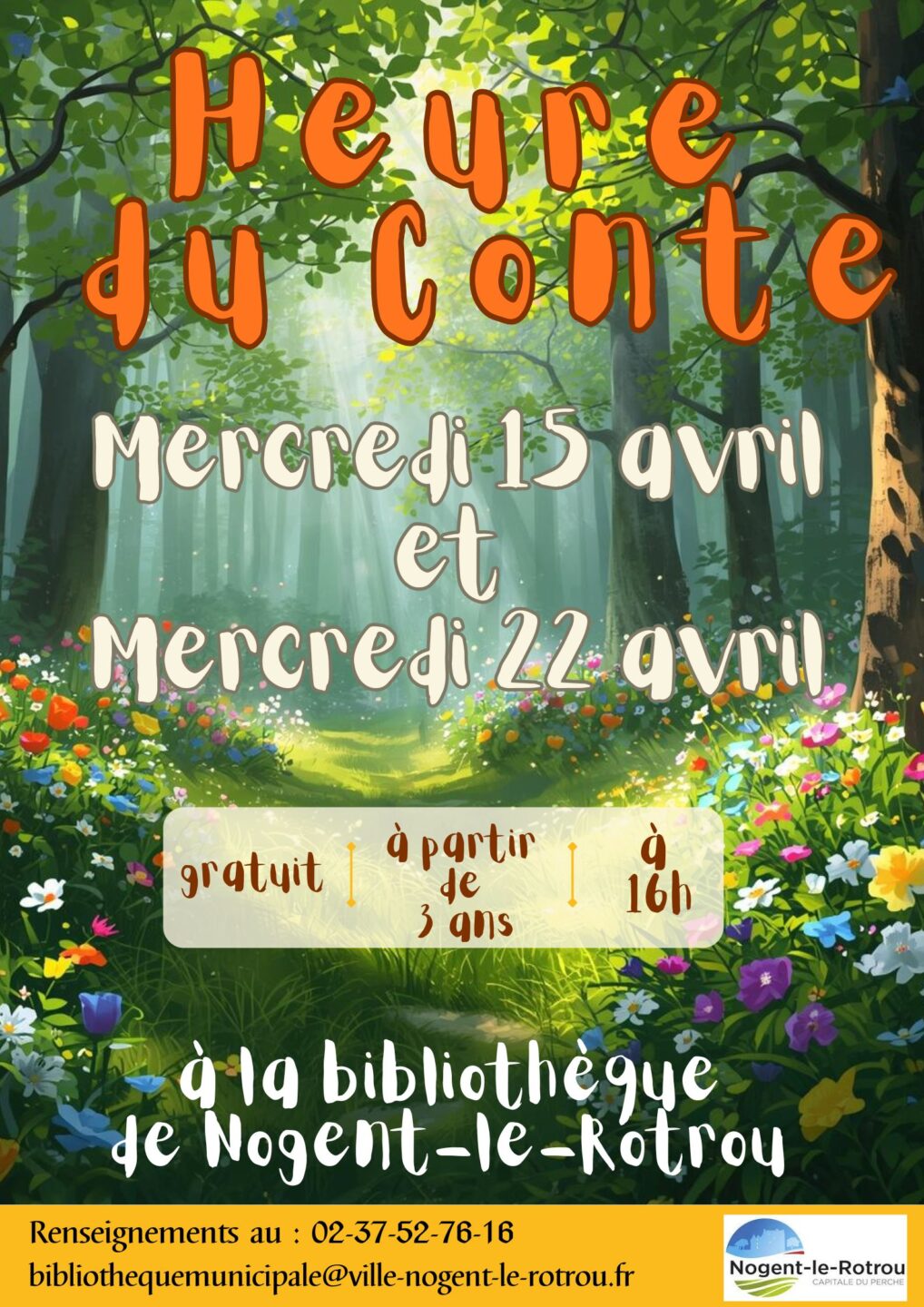 Heure du conte 74 Rue Gouverneur Nogent-le-Rotrou 2026-04-15