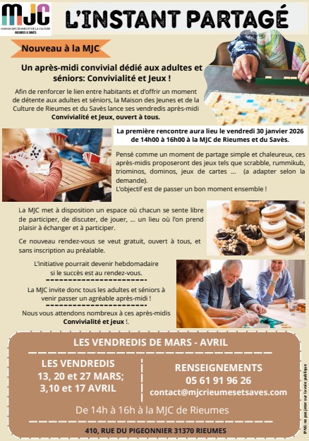 INSTANT PARTAGÉ LES APRÈS-MDIS CONVIVIALITÉ ET JEUX