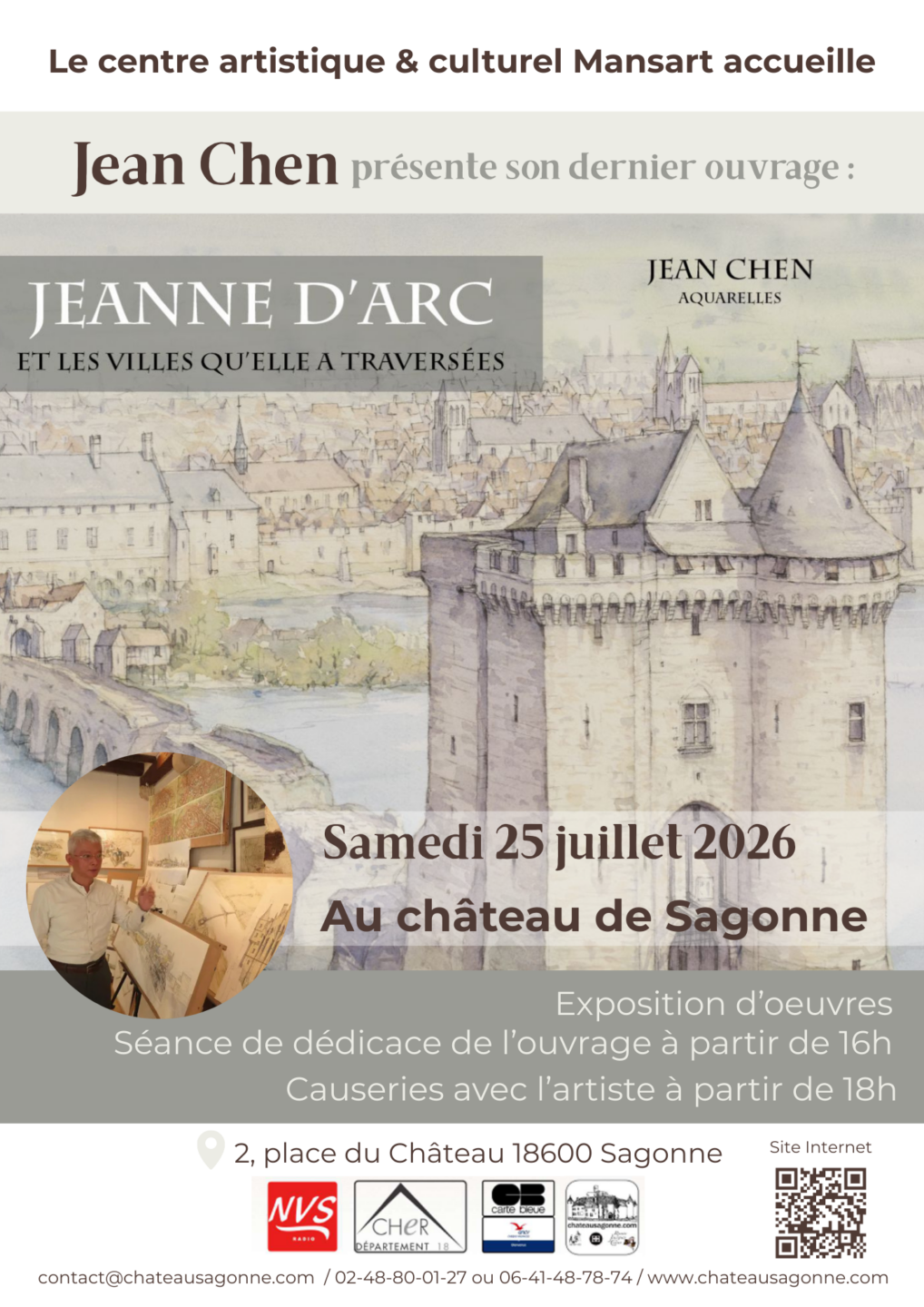 Jean Chen présente son dernier ouvrage Jeanne d’Arc et les villes qu’elle a traversées 2 Place du Château Sagonne 2026-07-25
