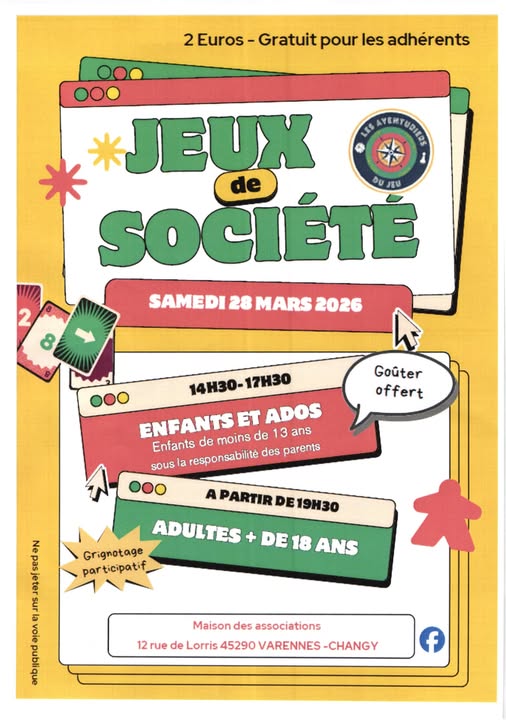 Jeux de société 12 rue de lorris Varennes-Changy 2026-03-28