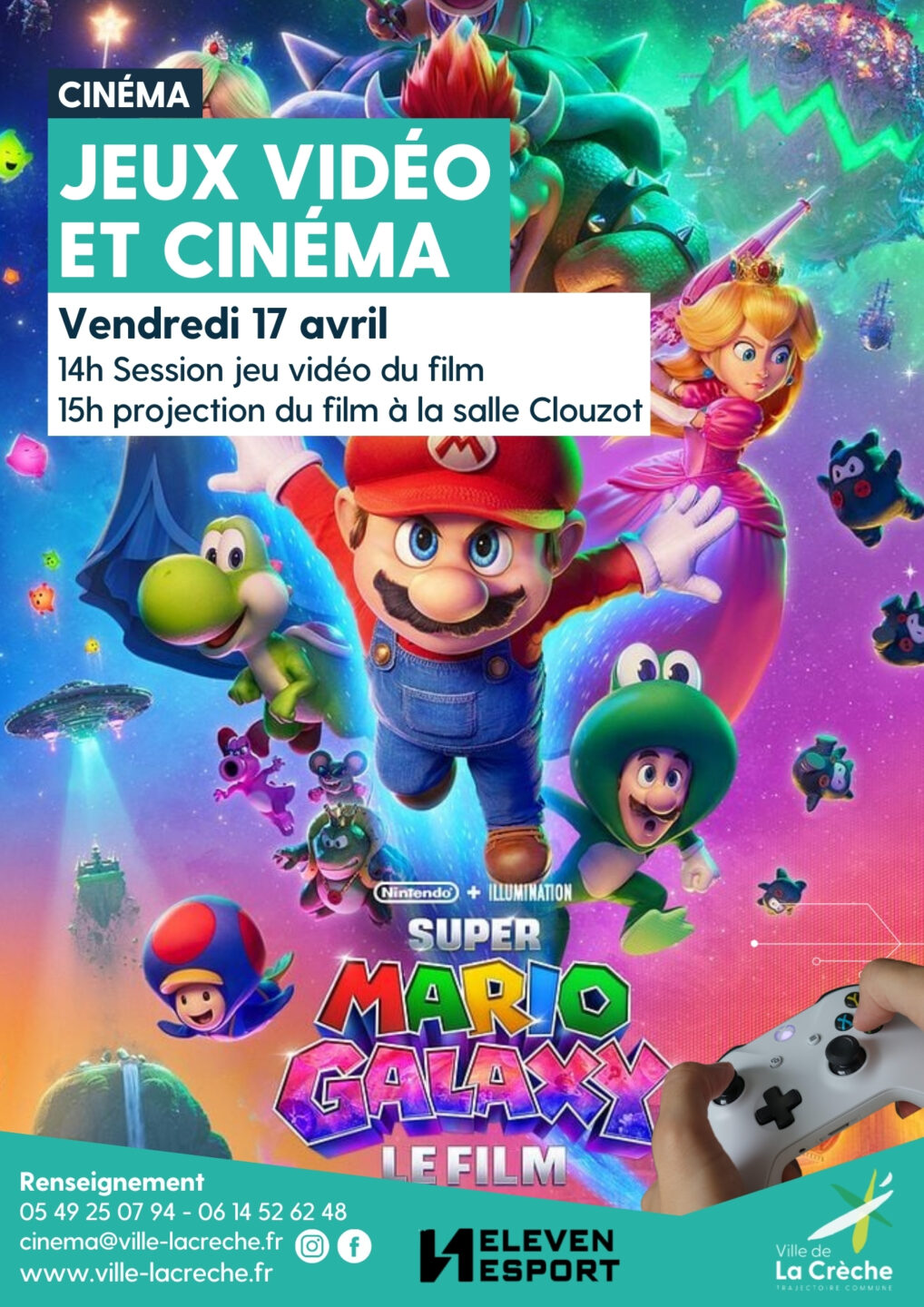 JEUX VIDÉO & CINÉMA SUPER MARIO GALAXY ! Place du Champ de Foire La Crèche 2026-04-17