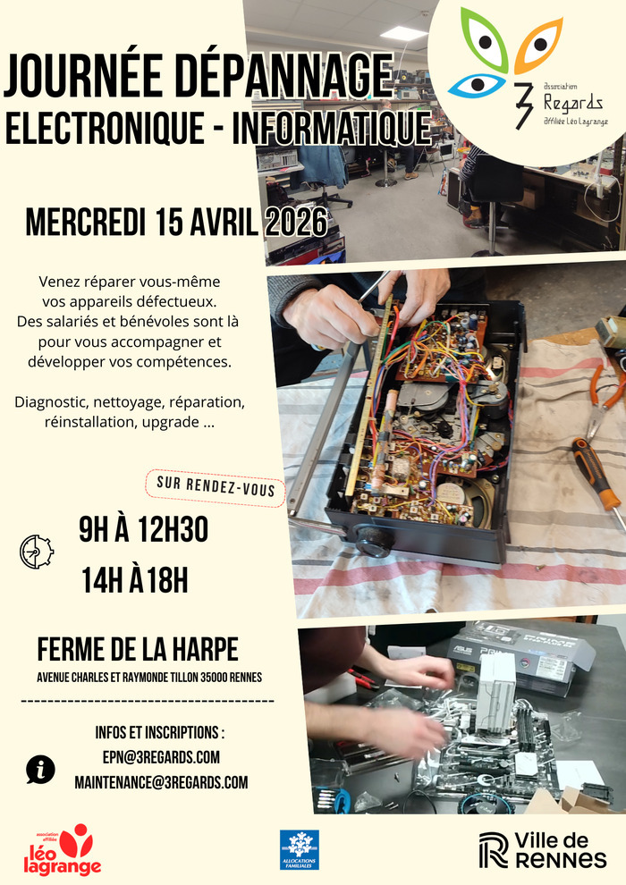 Journée de dépannage électronique et informatique La Ferme de la Harpe Rennes