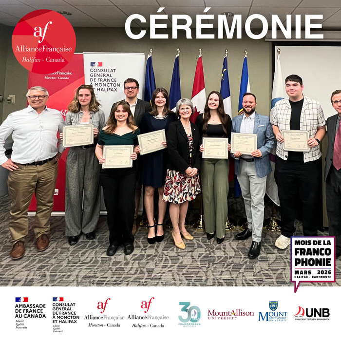 Journée internationale de la Francophonie et remise des Prix des Alliances et du Consulat Université Mount Allison Newbury
