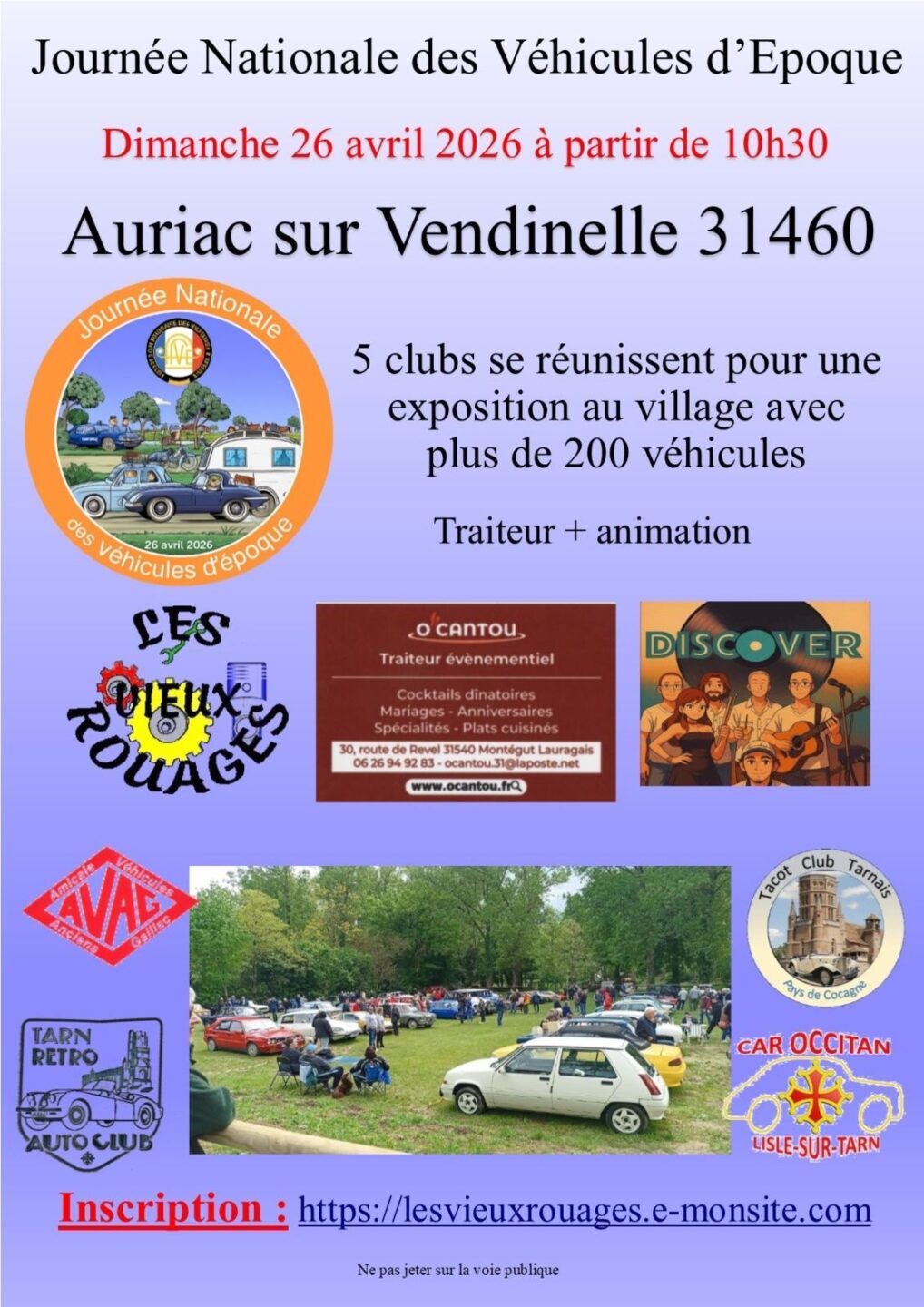 JOURNÉE NATIONALE DES VÉHICULES D'ÉPOQUE  Auriac-sur-Vendinelle 2026-04-26
