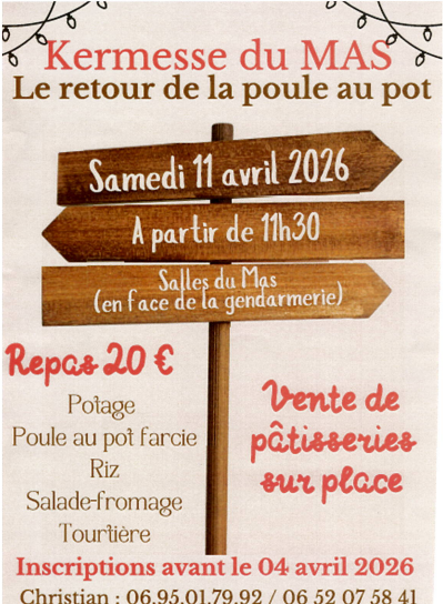 Kermesse du Mas et poule au pot Face à la gendarmerie Aire-sur-l'Adour 2026-04-11