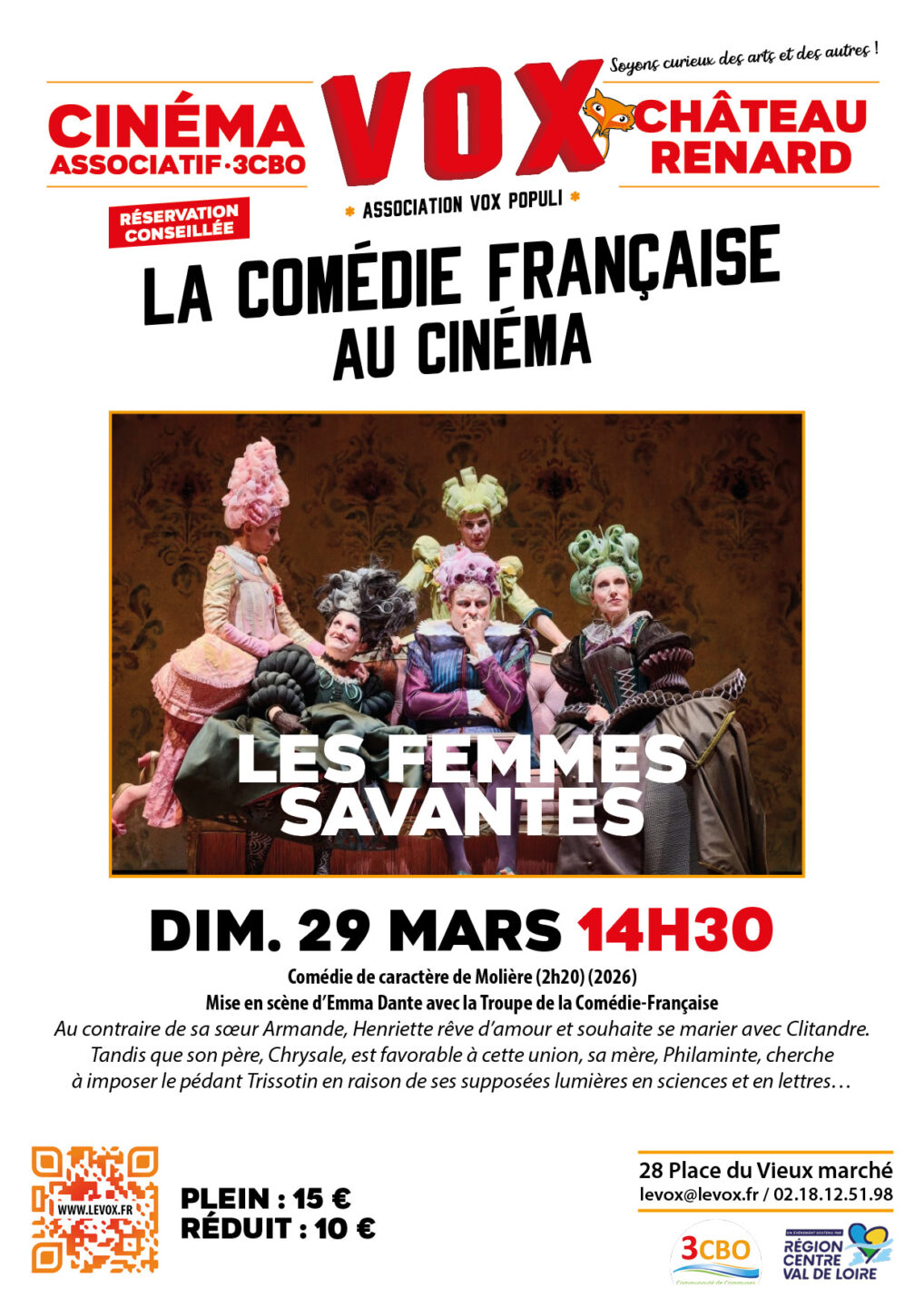 La comédie française au cinéma les femmes savantes 28 Place du Vieux Marché Château-Renard 2026-03-29