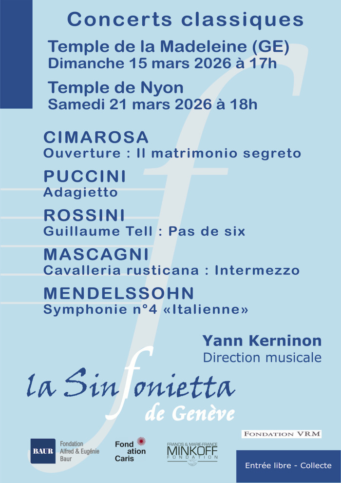 La Sinfonietta de Genève Espace Madeleine - Temple ouvert Genève