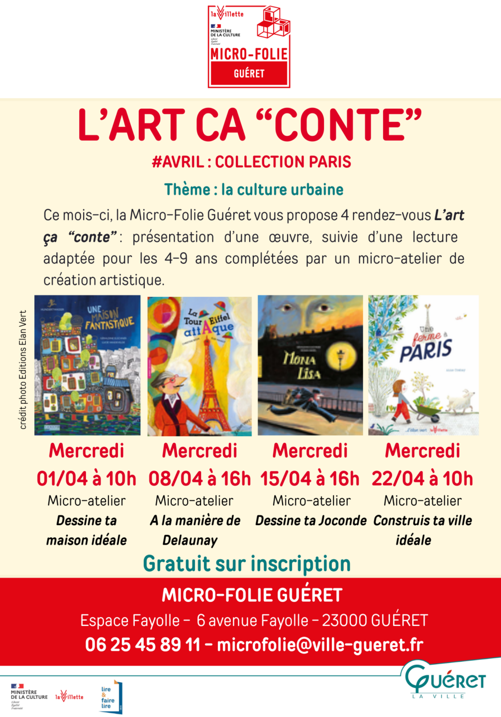 L'art ça conte Mona Lisa + micro atelier Dessine ta Joconde 6 Avenue Fayolle Guéret 2026-04-15