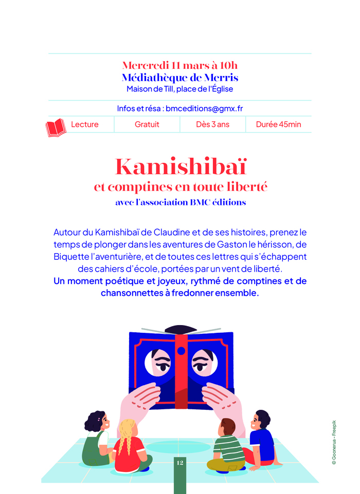 Lecture "Kamishibaï et comptines en toute liberté" -- Printemps des Poètes Médiathèque de Merris Merris