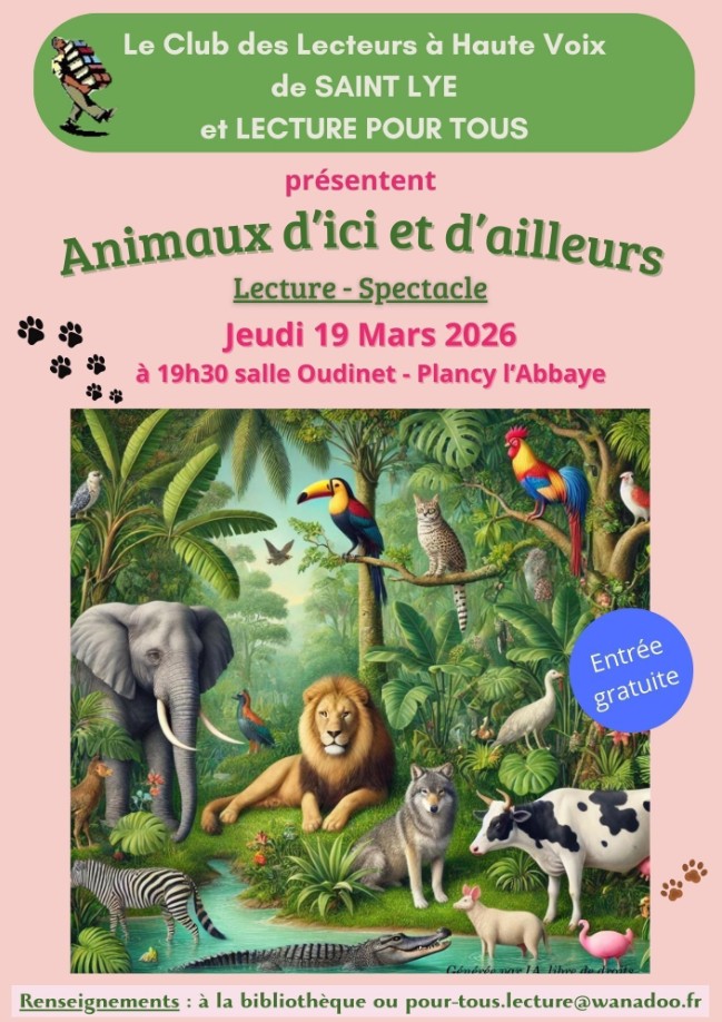 Lecture-Spectacle à Plancy-l'Abbaye Salle Oudinet Plancy-l'Abbaye 2026-03-19