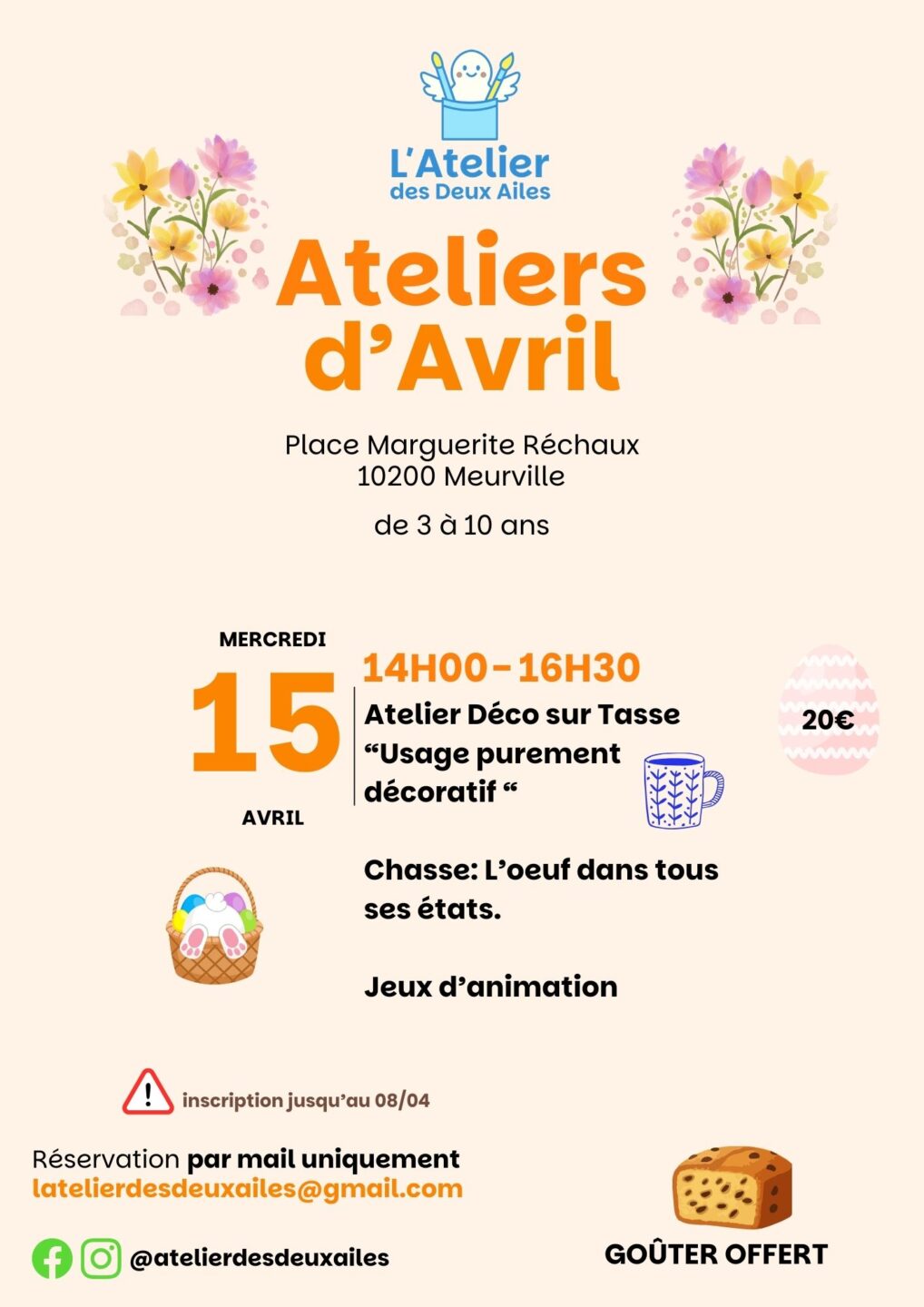 Les ateliers d'Avril avec l'Atelier des Deux Ailes Place Marguerite Réchaux Meurville 2026-04-15