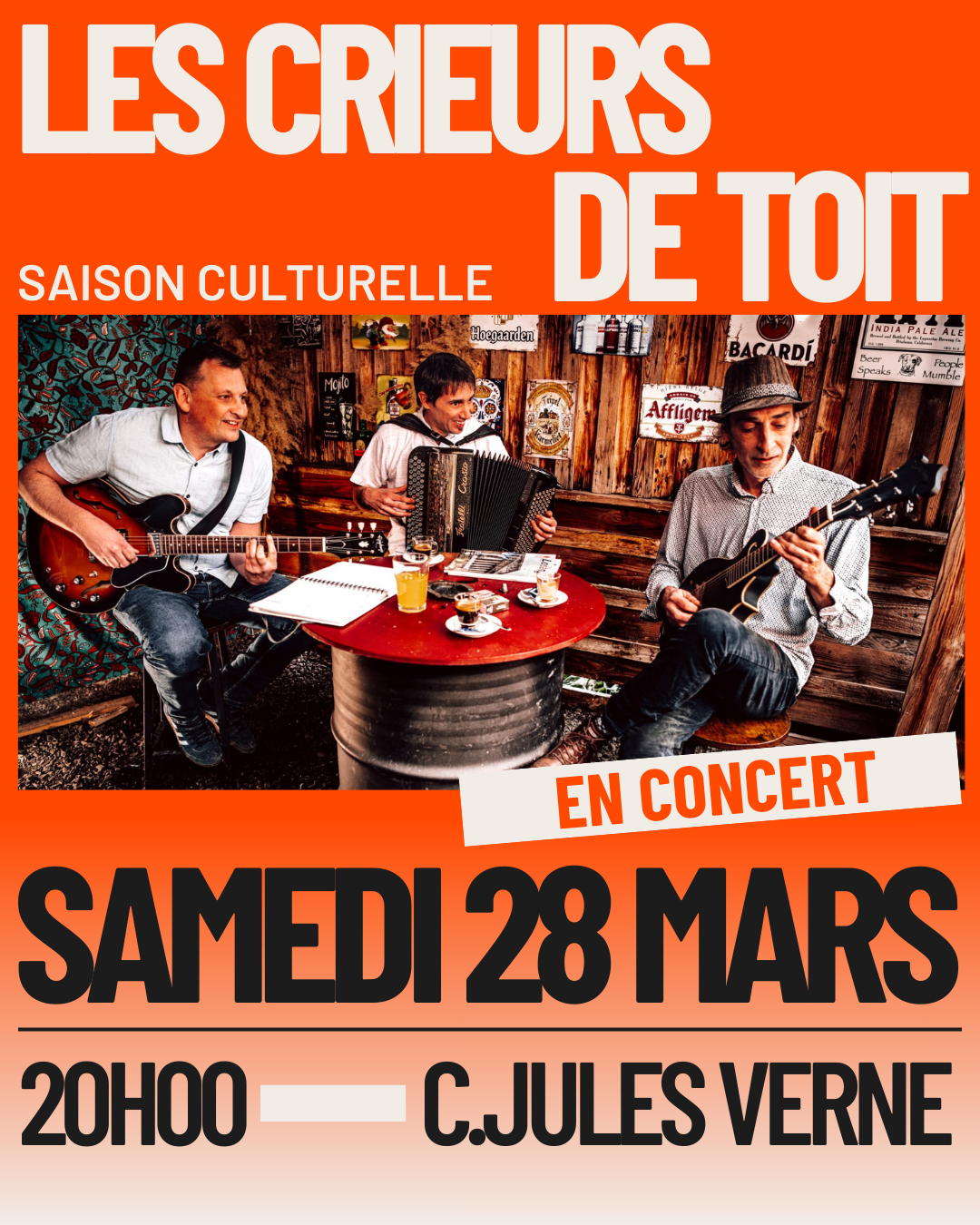 Les crieurs de toit Concert de sortie du nouvel album Place du Jeu de Paume Breteuil 2026-03-28