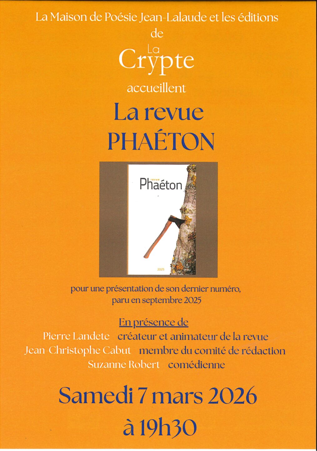 Les Editions de la Crypte accueillent la Revue du Phaéton