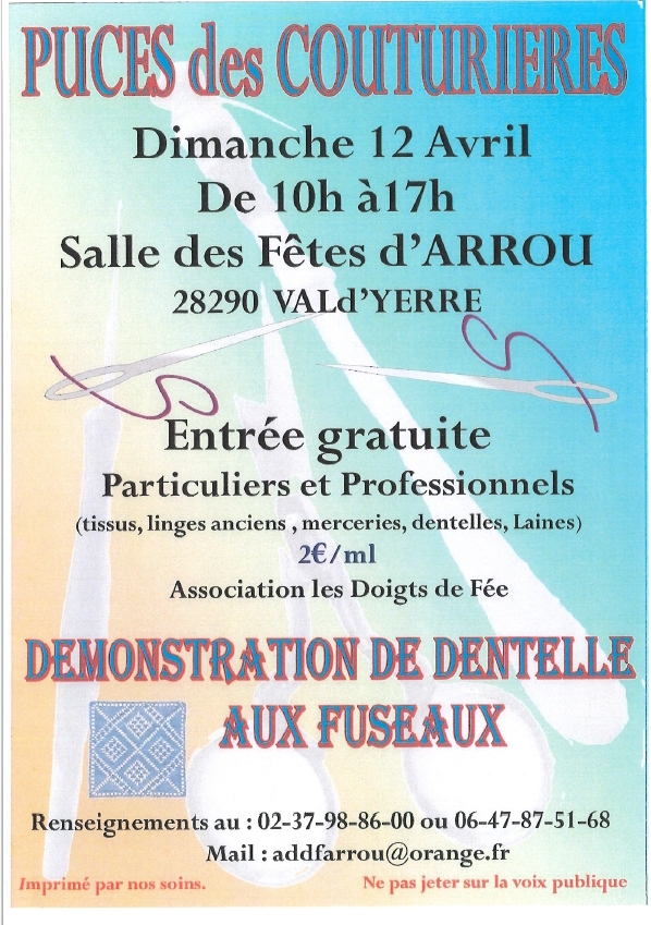 Les puces des couturières Salle des fêtes Vald'Yerre 2026-04-12