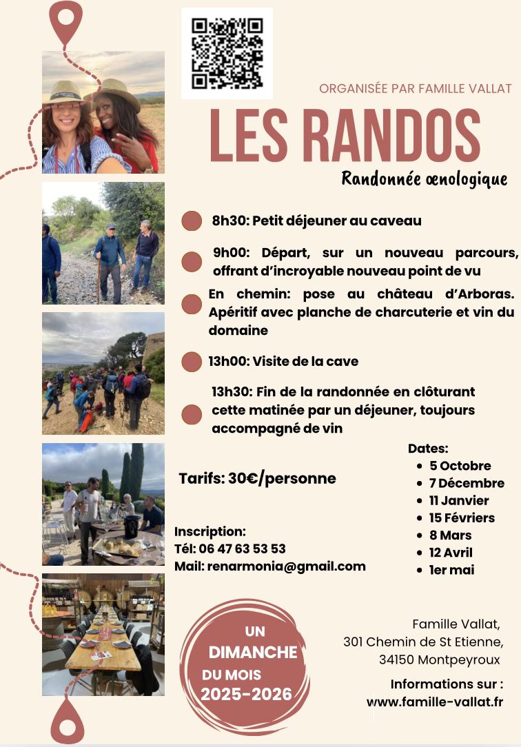 LES RANDOS OENOLOGIQUES LES RANDOS OENOLOGIQUES 301 Chemin Saint Etienne Montpeyroux 2026-04-12