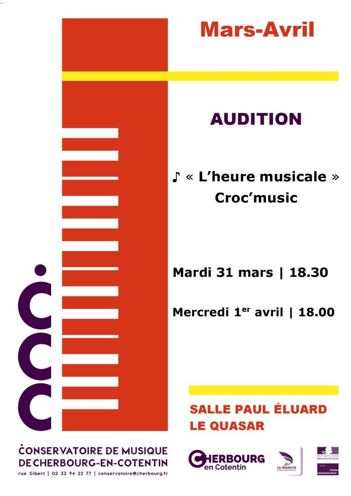 L'heure musicale Audition Croc'music Cherbourg-Octeville Cherbourg-en-Cotentin 2026-04-01