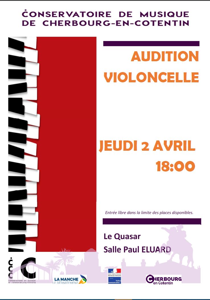L'heure musicale Audition violoncelles Cherbourg-Octeville Cherbourg-en-Cotentin 2026-04-02