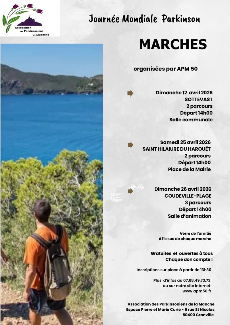 Marche pour la journée mondiale de Parkinson Rendez-vous à la salle d'animation de Coudeville plage Coudeville-sur-Mer 2026-04-26