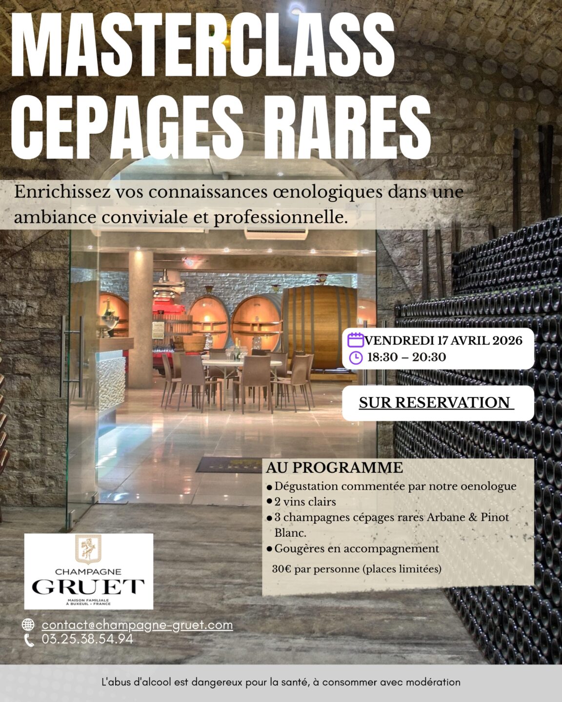 Masterclass cépages rares au Champagne Gruet 48 Grande Rue Buxeuil 2026-04-17