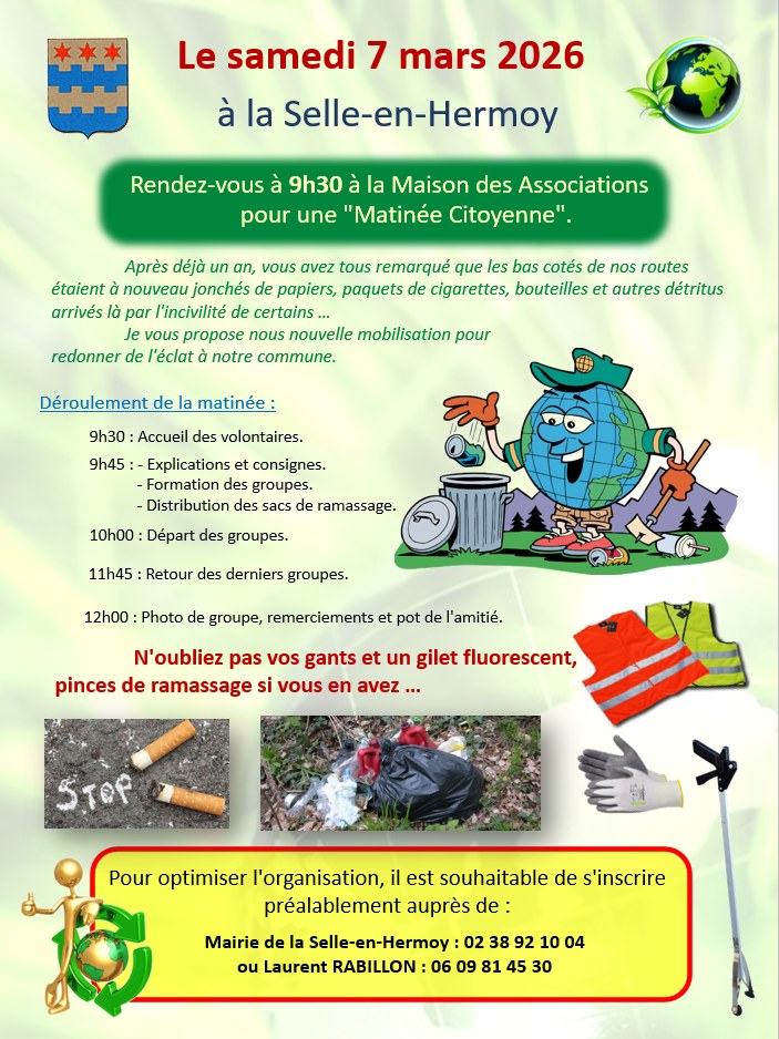 Matinée citoyenne nettoyage de la commune