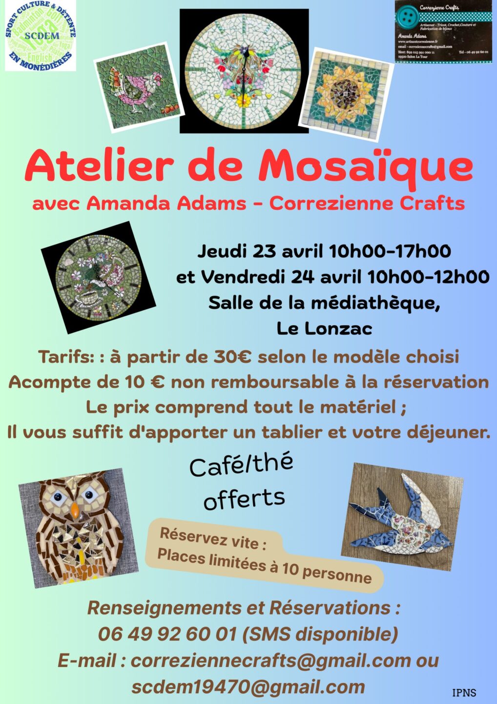 Médiathèque Atelier masaïque 8 Rue Bernard Ballin Le Lonzac 2026-04-23