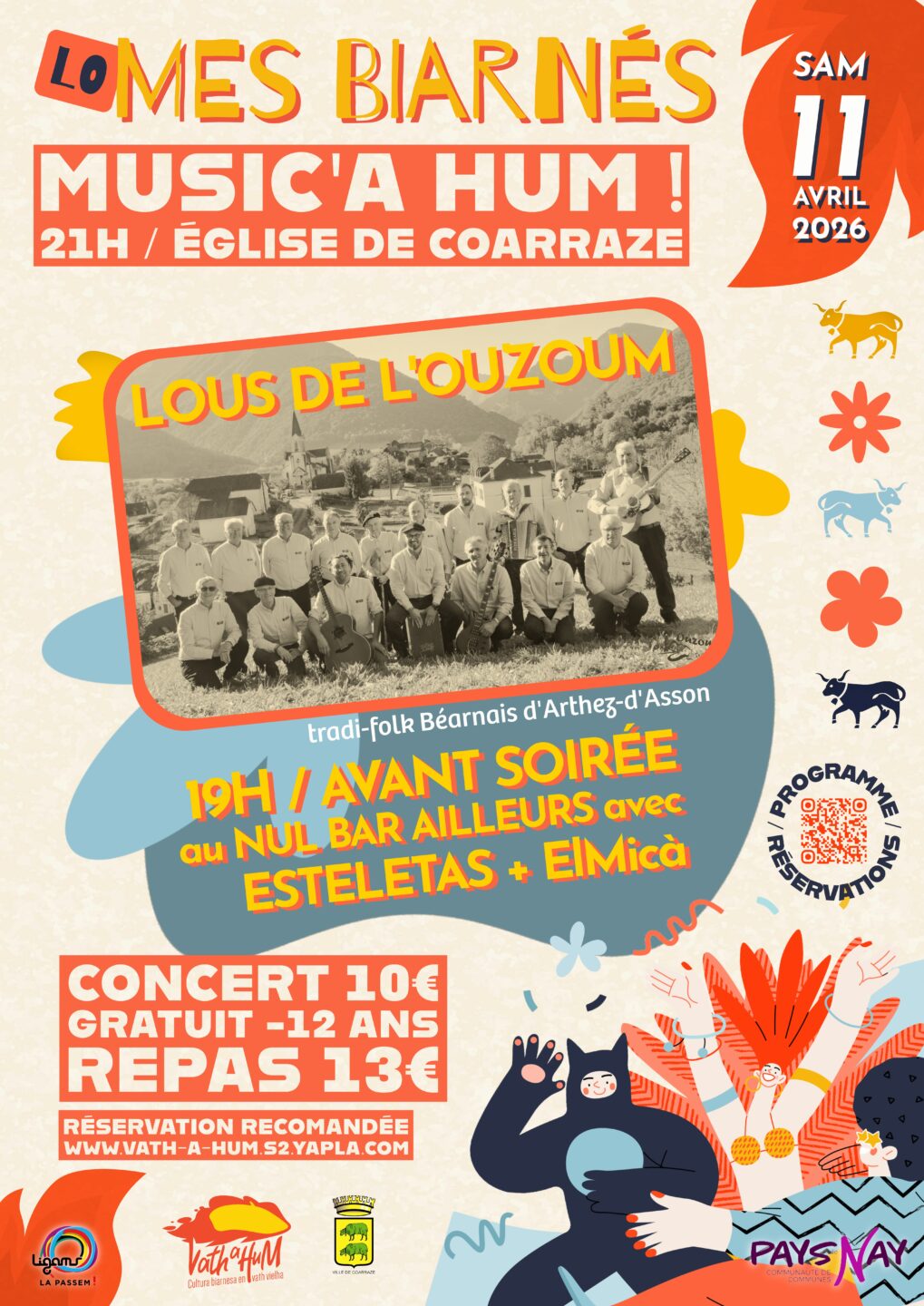 MUSIC'A HUM! Concert Lous de l'Ouzoum + Esteletas + ElMicà NUL BAR AILLEURS + ÉGLISE COARRAZE Coarraze 2026-04-11