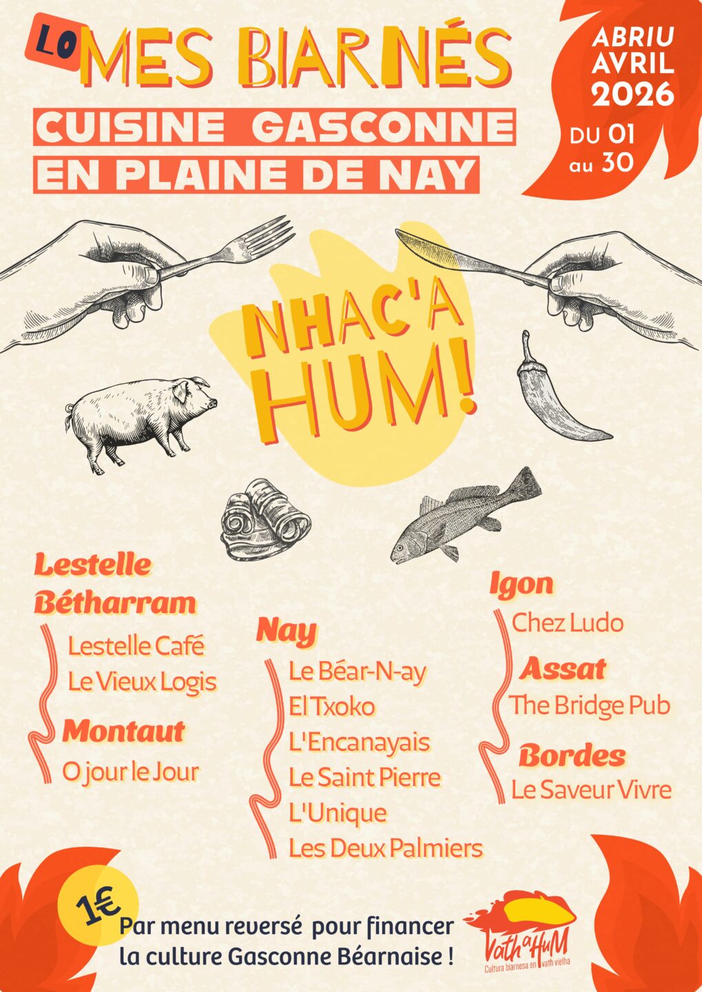 NHAC'AHUM! Festival de Gastronomie Gasconne Restaurants partenaires Nay 2026-04-01