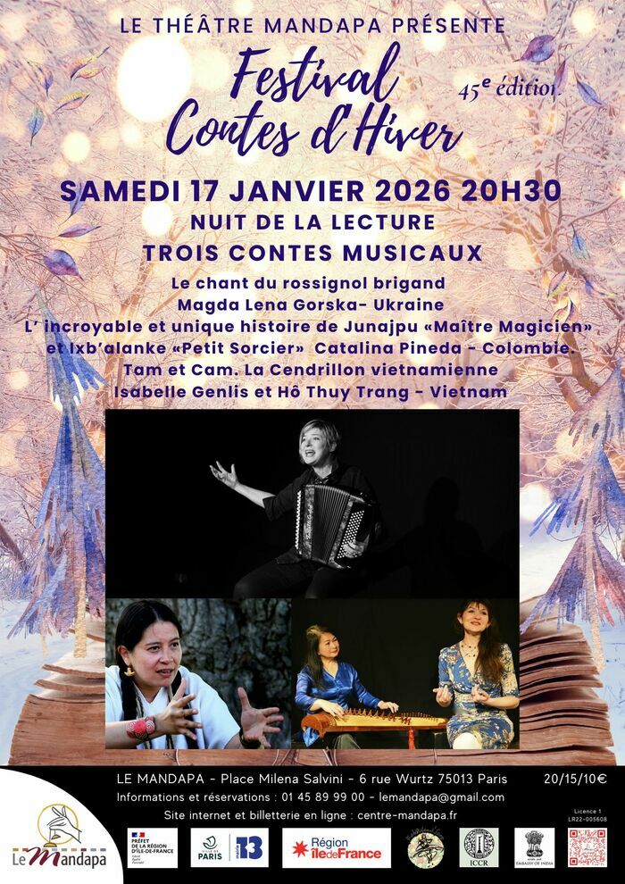 Nuit de la lecture – Trois contes musicaux, Théâtre Mandapa, Paris
