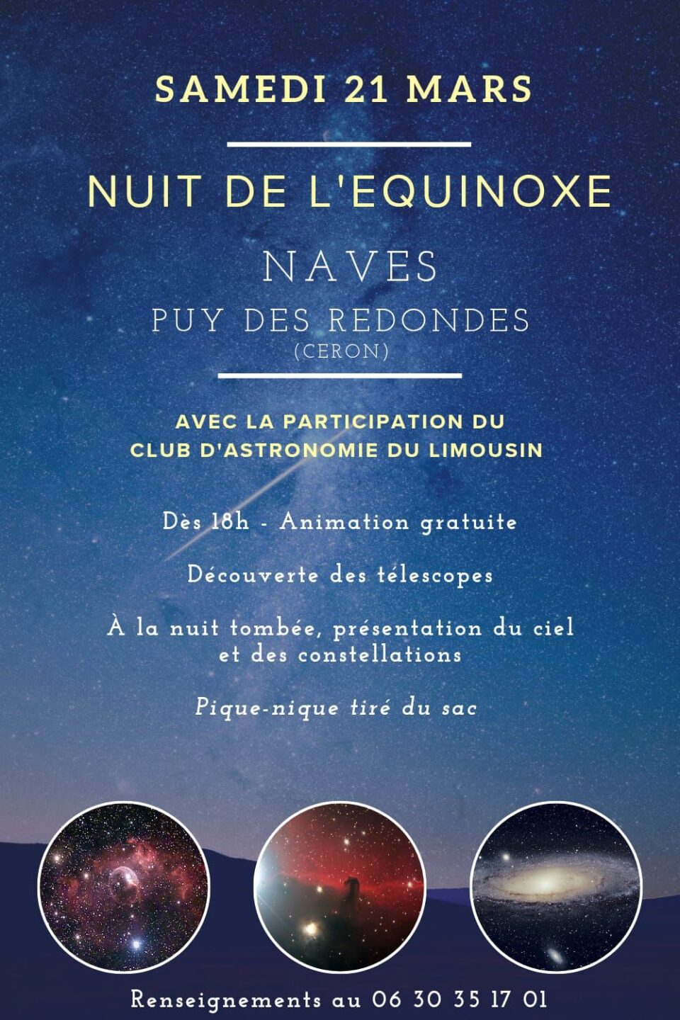 Nuit de l'équinoxe Lieu-dit Ceron Naves 2026-03-21