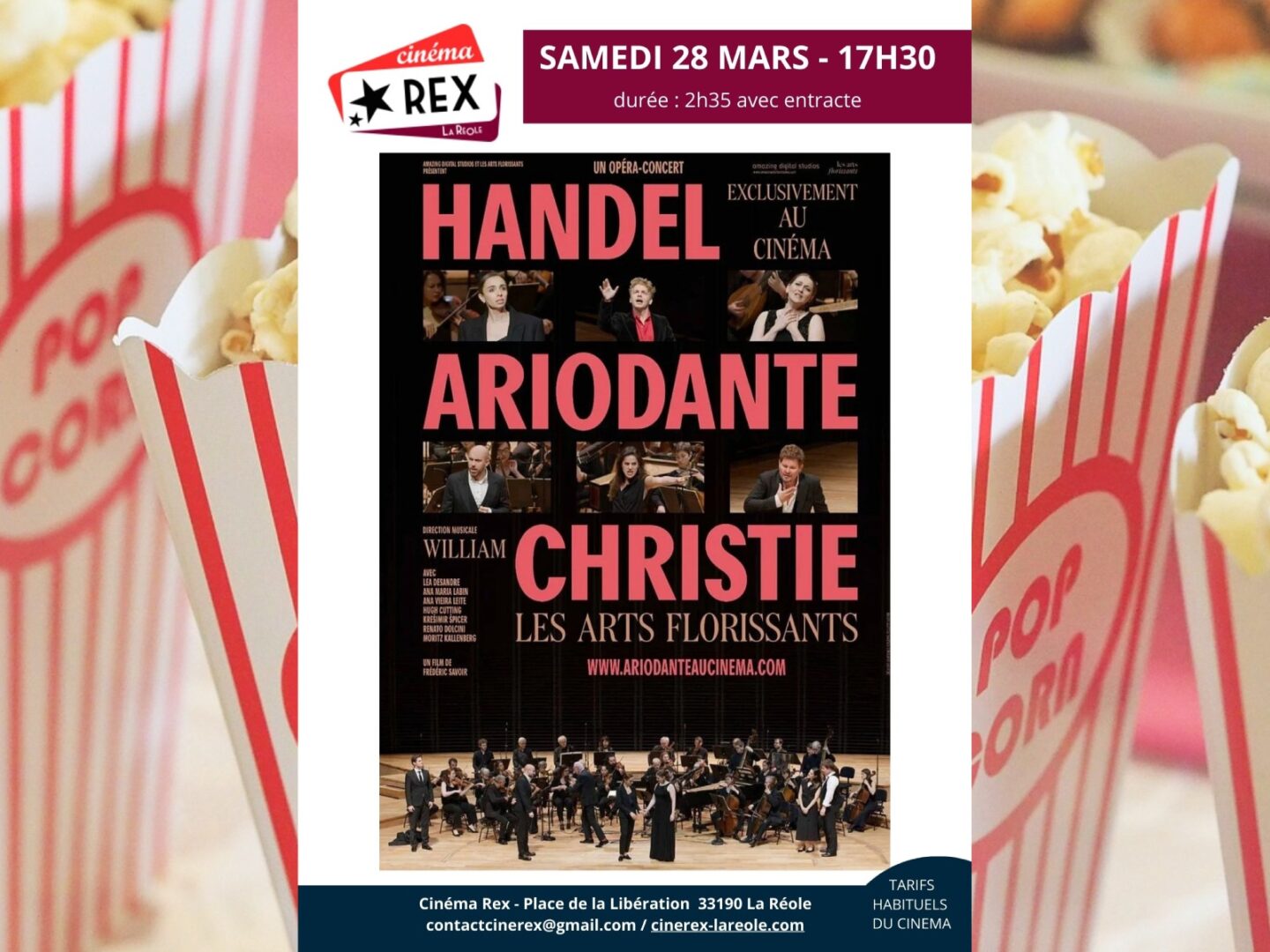 Opéra concert filmé Ariodante Cinéma Rex La Réole 2026-03-28