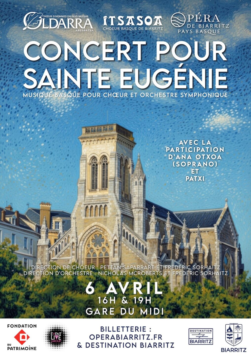 Opéra de Biarritz Pays Basque Concert pour Sainte Eugénie 19h 23 avenue Maréchal Foch Biarritz 2026-04-06