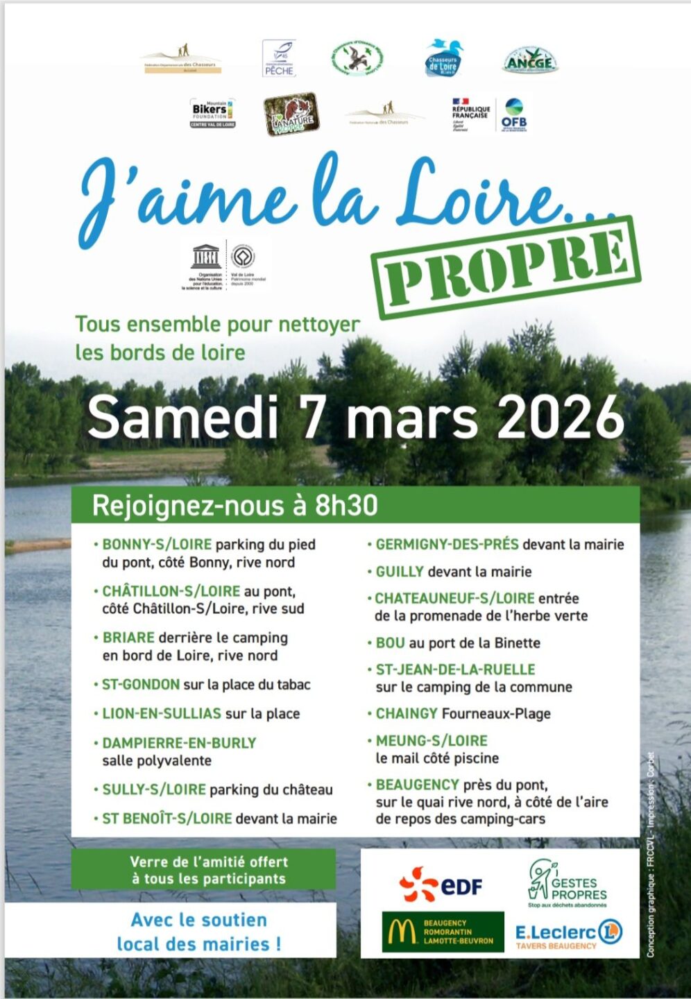 Opération nettoyage des bords de Loire J'aime la Loire...propre