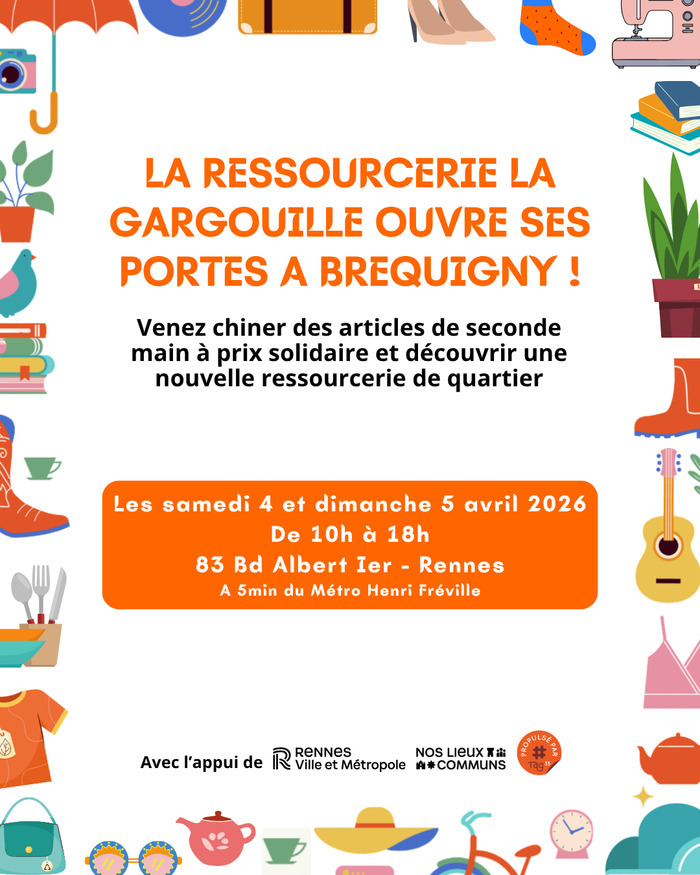 Ouverture de la boutique solidaire de La Gargouille 83 boulevard Albert 1er Rennes 2 et 3 mai Ouverture de la boutique solidaire de La Gargouille 83 boulevard Albert 1er Rennes