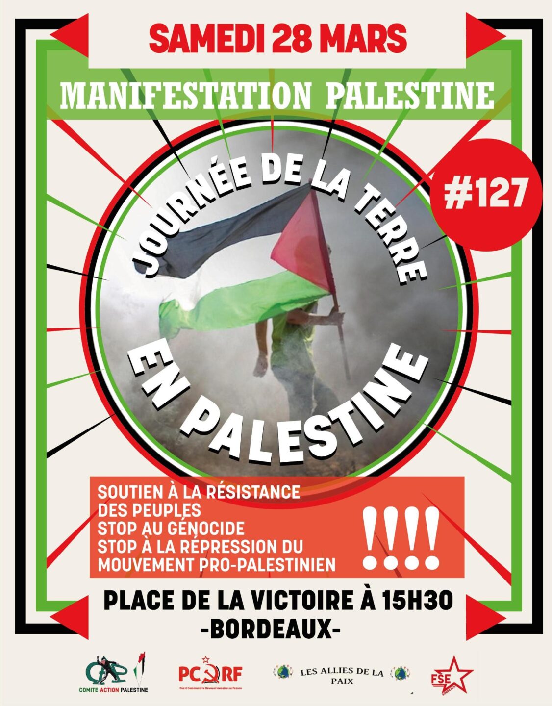 solidarité avec la Palestine, journée de la Terre, manifestation à Rennes