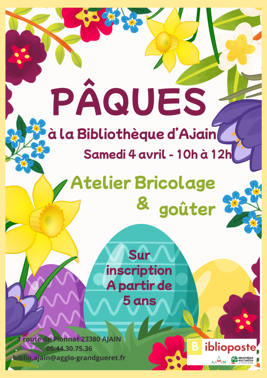 Pâques à la bibliothèque 1 Route de Pionnat Ajain 2026-04-04
