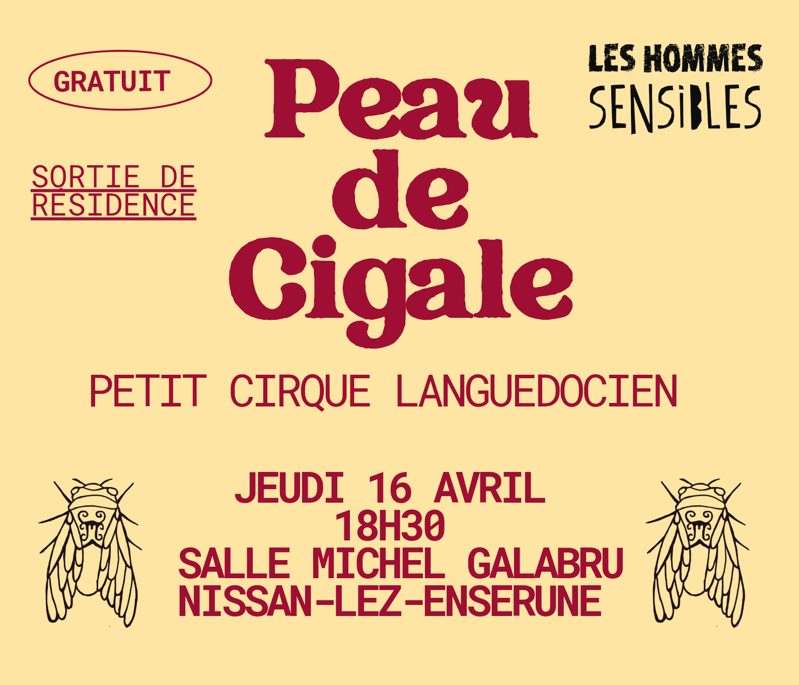 PEAU DE CIGALE PAR LA CIE LES HOMMES SENSIBLES  Nissan-lez-Enserune 2026-04-16