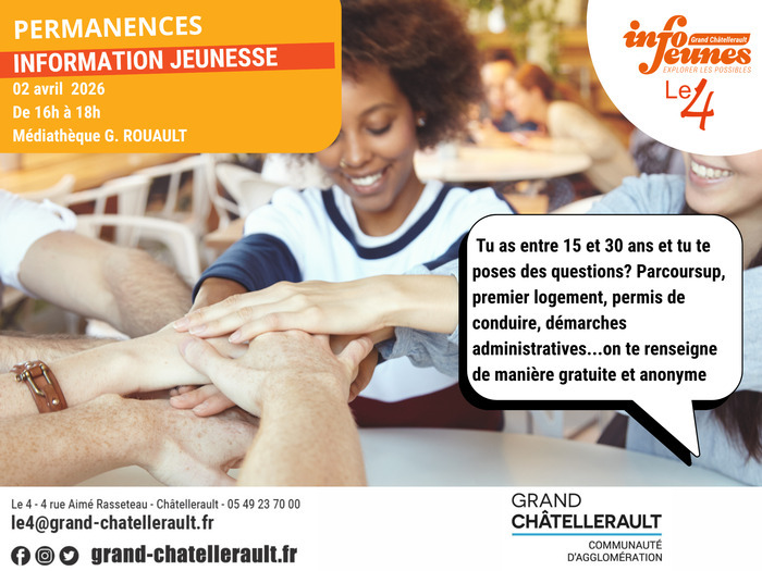 Permanences Info Jeunesse à la Médiathèque Rouault 6 rue Georges Rouault Châtellerault 2026-04-02