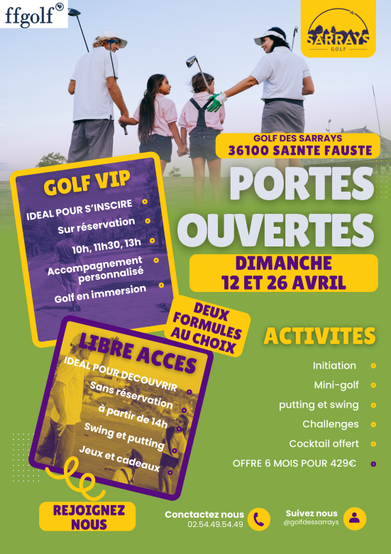 Portes-ouvertes au golf Lieu-dit Les Sarrays Sainte-Fauste 2026-04-12