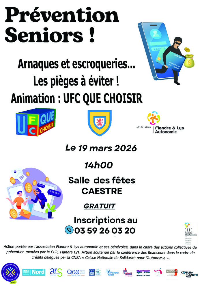 Prévention Séniors - ARNAQUES & ESCROQUERIES Salle des fêtes de Caëstre Caëstre