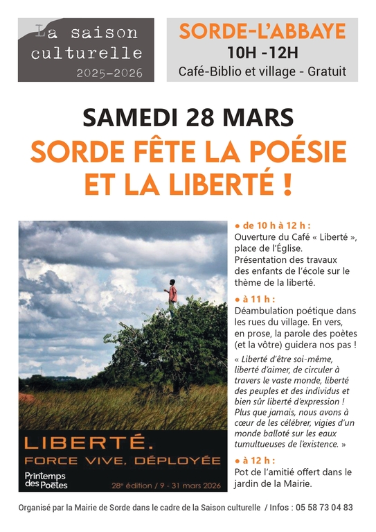 Printemps des poètes à Sorde l'Abbaye Place de l'Église Sorde-l'Abbaye 2026-03-28