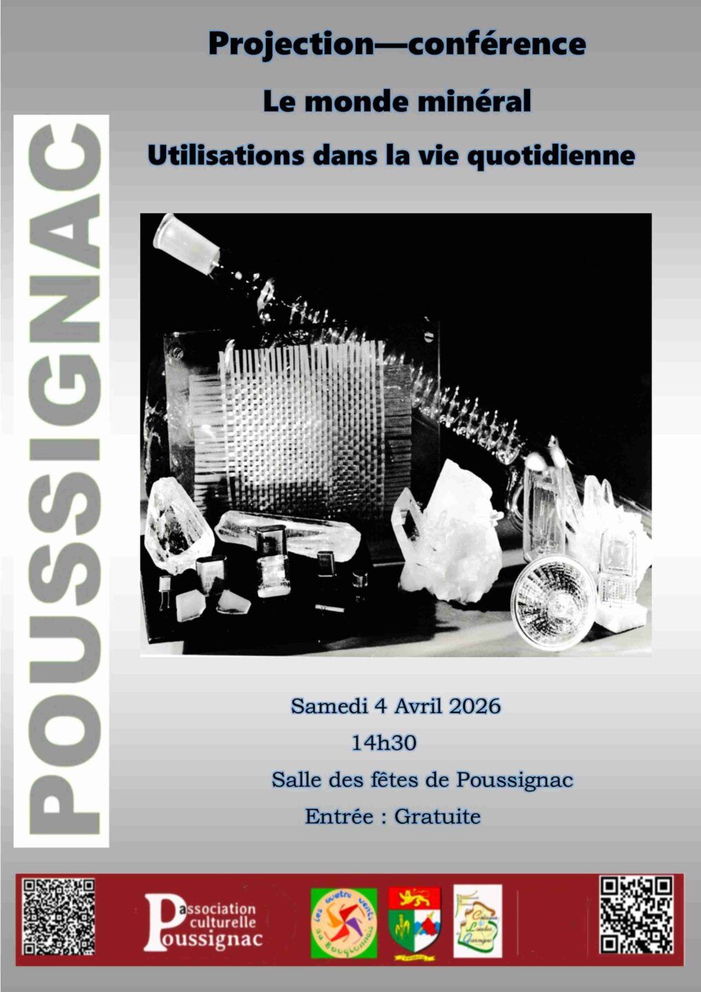 Projection-conférence sur le monde minéral Salle des fêtes Poussignac 2026-04-04