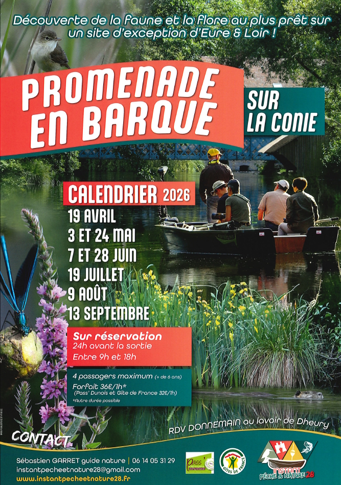 Promenades en barque sur la Conie  Donnemain-Saint-Mamès