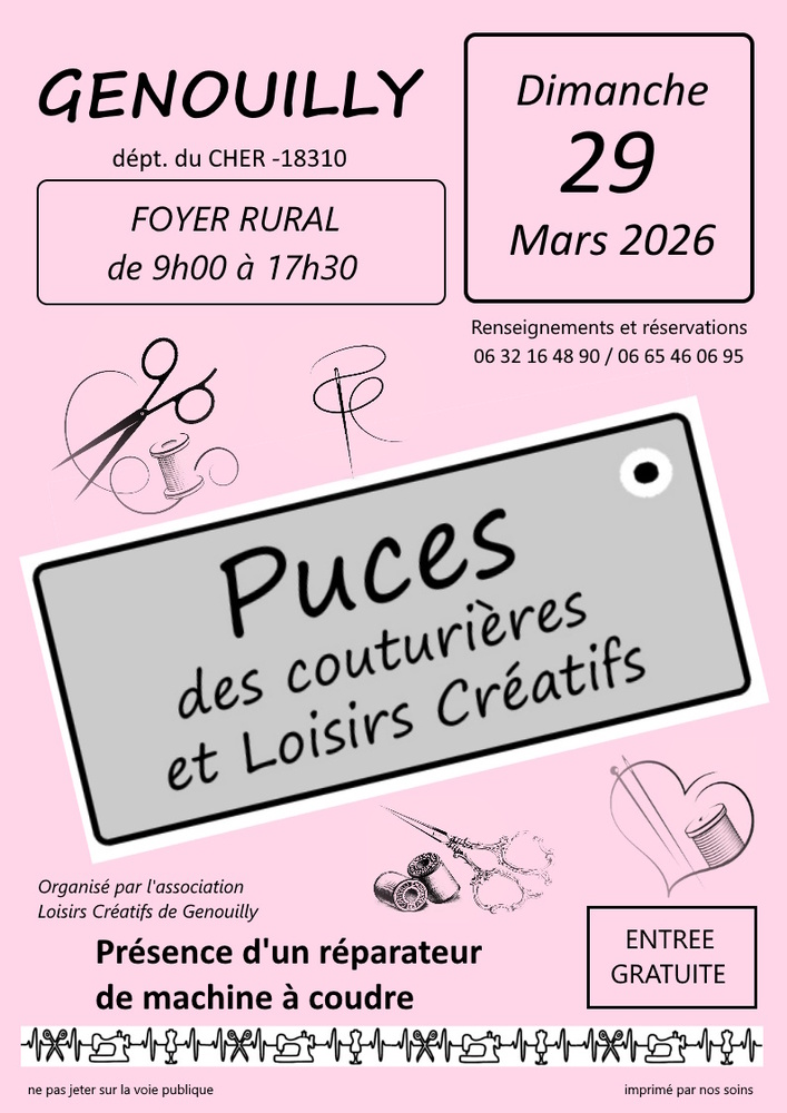 Puces des couturières et loisirs créatifs  Genouilly 2026-03-29