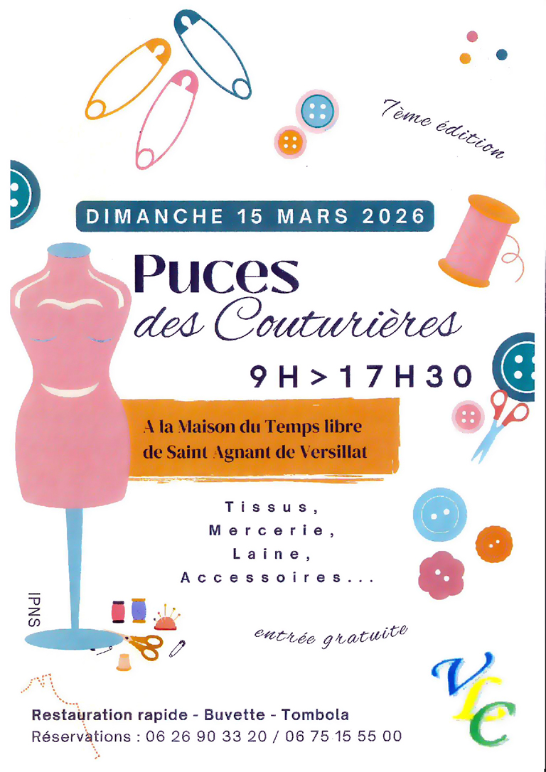 Puces des couturières Maison du Temps Libre Saint-Agnant-de-Versillat 2026-03-15