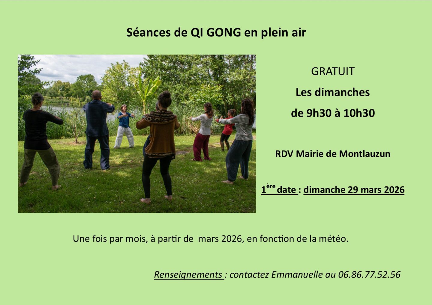 Qi gong en plein air 1 route du Pèlerin Montlauzun 2026-03-29