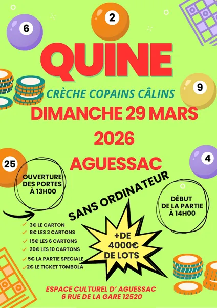 Quine de la crèche Copains Câlins Espace Culturel Aguessac 2026-03-29