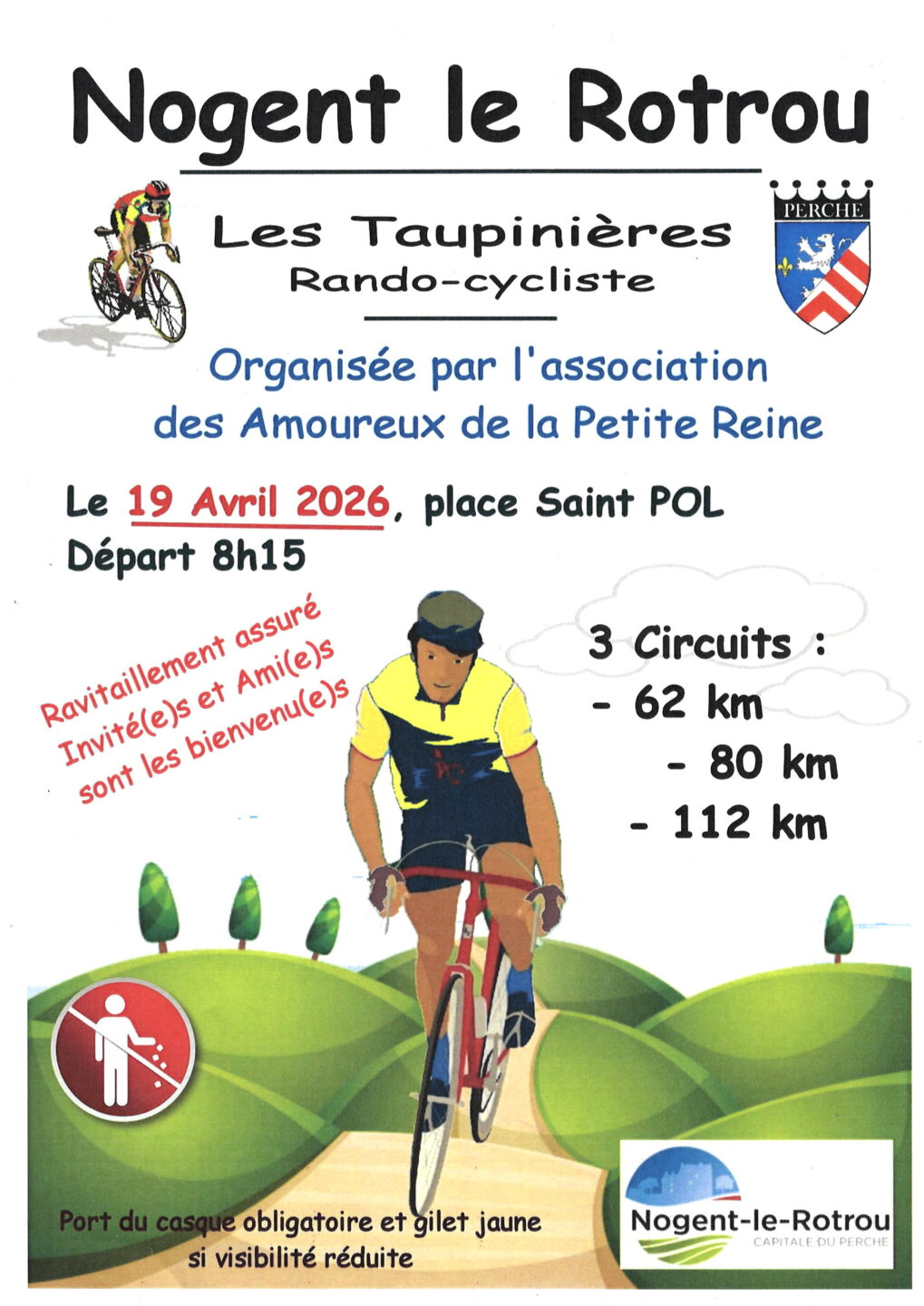 Rando-cycliste LES TAUPINIERES des Amoureux de la Petite Reine Place Saint-Pol (départ) Nogent-le-Rotrou 2026-04-19