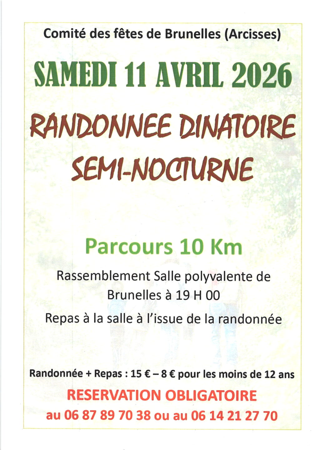 Rando dinatoire semi-nocturne Salle polyvalente (départ) Arcisses 2026-04-11